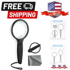 100mm Shatterproof Lens Magnifying Glass, Foldable Handle, Magnifying Glasses...