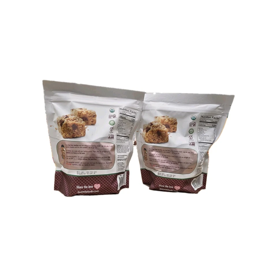 Heavenly Hunks Organic Oatmeal Dark Chocolate Cookies Lot of 2 Bags 22oz Each - Image 2 of 2