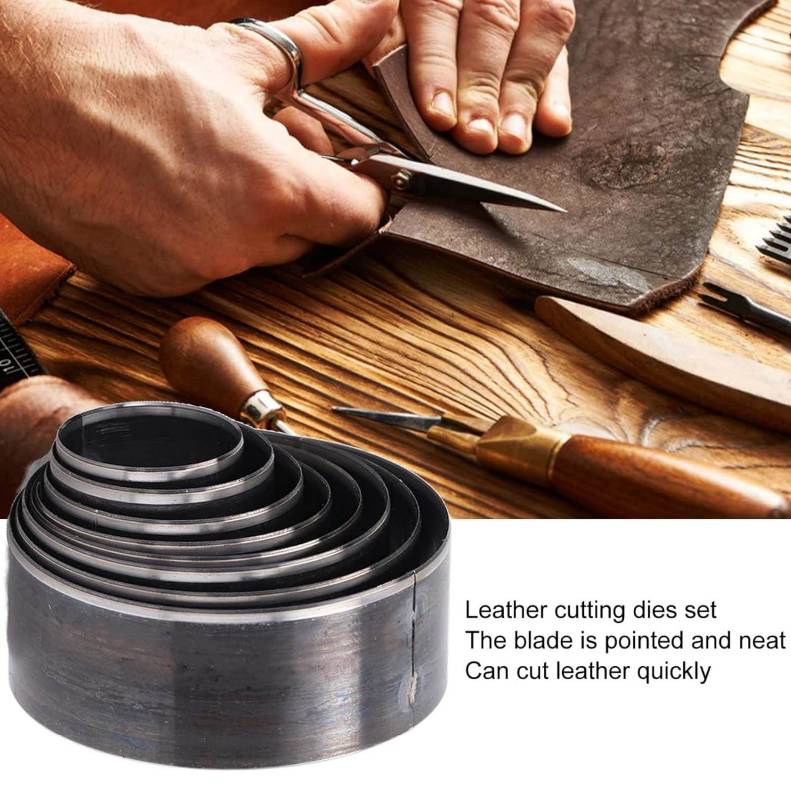 8PCS New Leather Round Circle Cutting Die Alloy Steel Leather Punching Tools