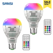 2 PCS RGB Light Bulbs Timing Dimmable 1800LM 18W A21 LED Color Change W/Remote