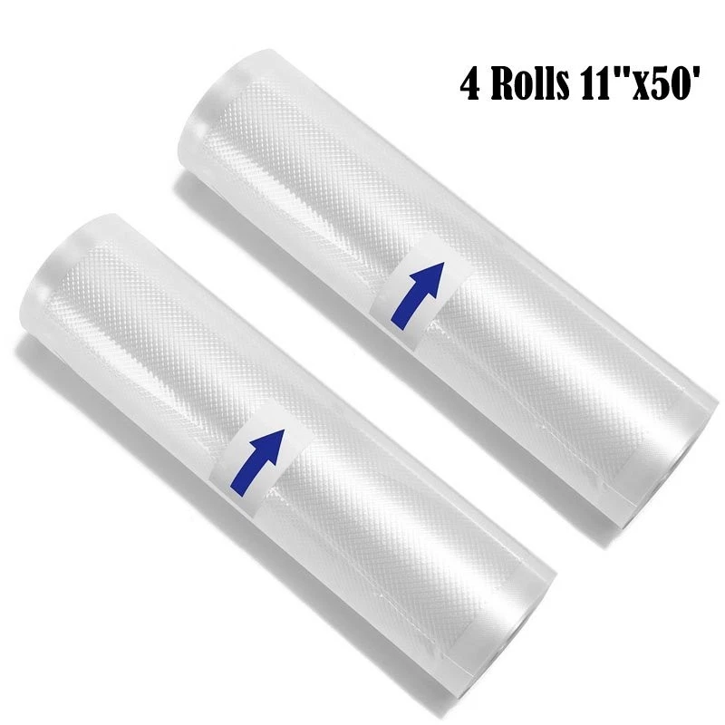 4 Roll 11"x50' Vacuum Sealer Embossed Bags Reusable 4 mil for Kitchen Food Saver