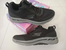 Men's Skechers GOwalk Arch Fit-Air Cooled Idyllic walking shoes black grey Sz 10