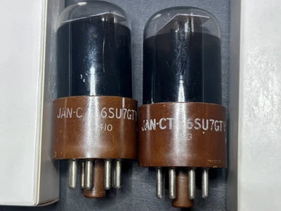 TungSol JAN CTL 6SU7GTY Matched Pair Great NOS Quality Brown Plate Black Glass - Image 1 of 4
