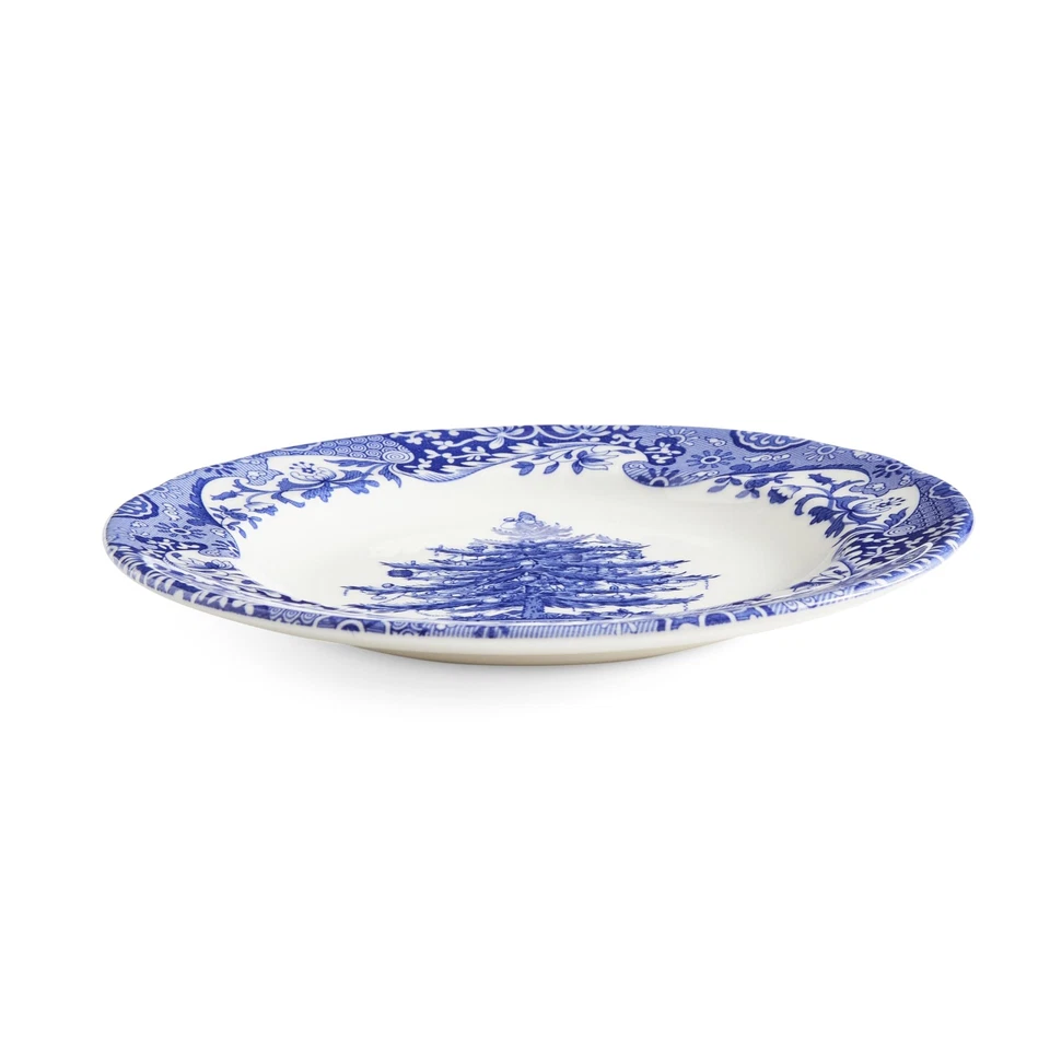 Blue Italian 8" Christmas Plate - Earthenware Celebration Platter with Tree M... - Image 3 of 4