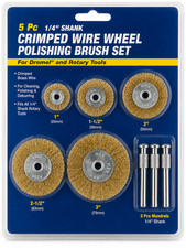 5 Pc 1/4" Shank  Crimped Wire Wheel Polishing Brush Set Dremel Rotary Tool