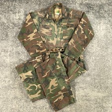 Vintage Ideal Coveralls Mens Medium M Woodland Camo 70s Talon Zipper Made In USA