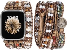 Brown Stone Beaded Strap Compatible with Apple Watch 38mm 40mm 41mm