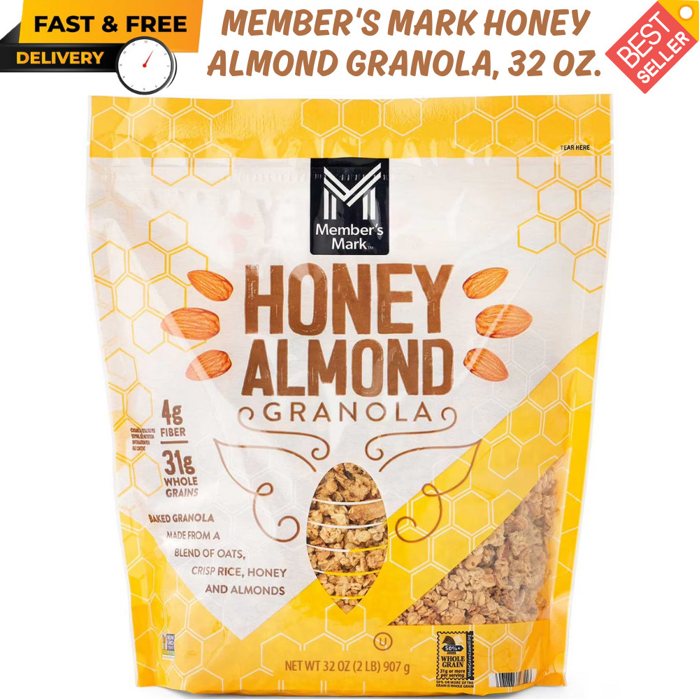 Member's Mark Honey Almond Granola, 32 oz. Non-GMO, Resealable, FRESH, FREE SHIP