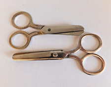 2 pair Vintage Child Safety Scissors Blunt Tip Embossed Handles Plain -4"