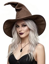 Wizard Hat for Adults, Witch Hat Halloween Sorcerer Accessory, Brown