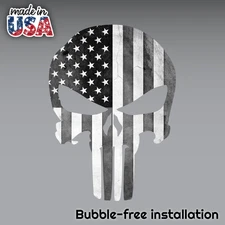 SNIPER SKULL AMERICAN FLAG BLACK WHITE STICKER DECAL USA MADE