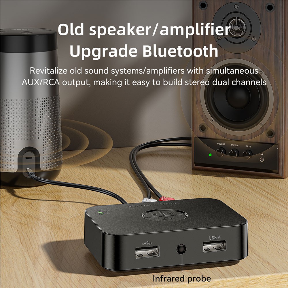 Long Range Bluetooth 6.0 Receiver 3.5mm Aux RCA For TV Home Stereo Audio Adapter