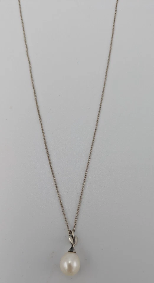 Collar Tiffany Paloma Picasso Hoja de Olivo Colgante Perla Plata de Ley Foto 2 de 4