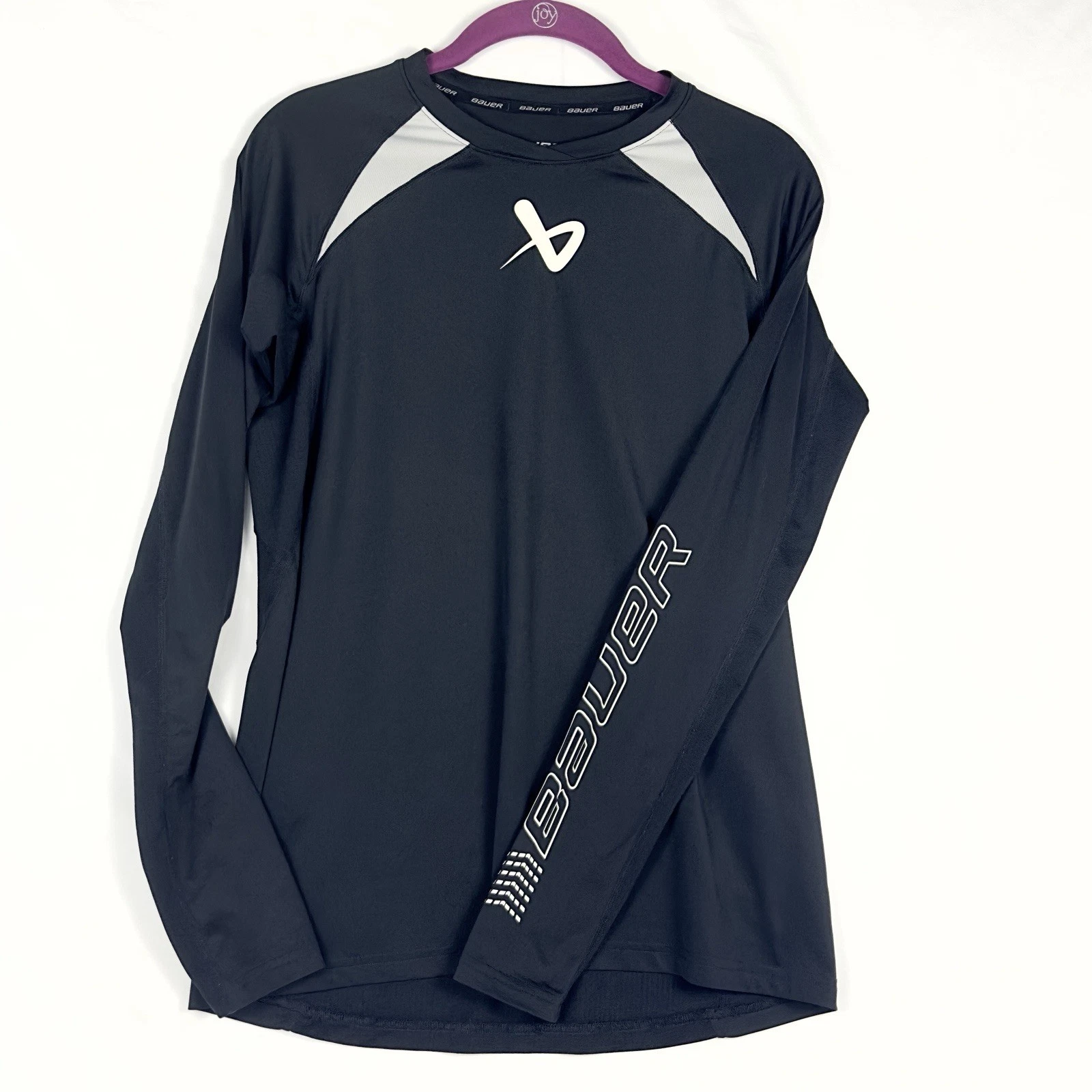 Bauer Boys Size S Performance Long Sleeve Black Base Layer Top Hockey Fit