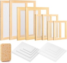 Set of 4 Paper Making Screen Kit, Wooden Paper Making Frames with Mesh, Absorben