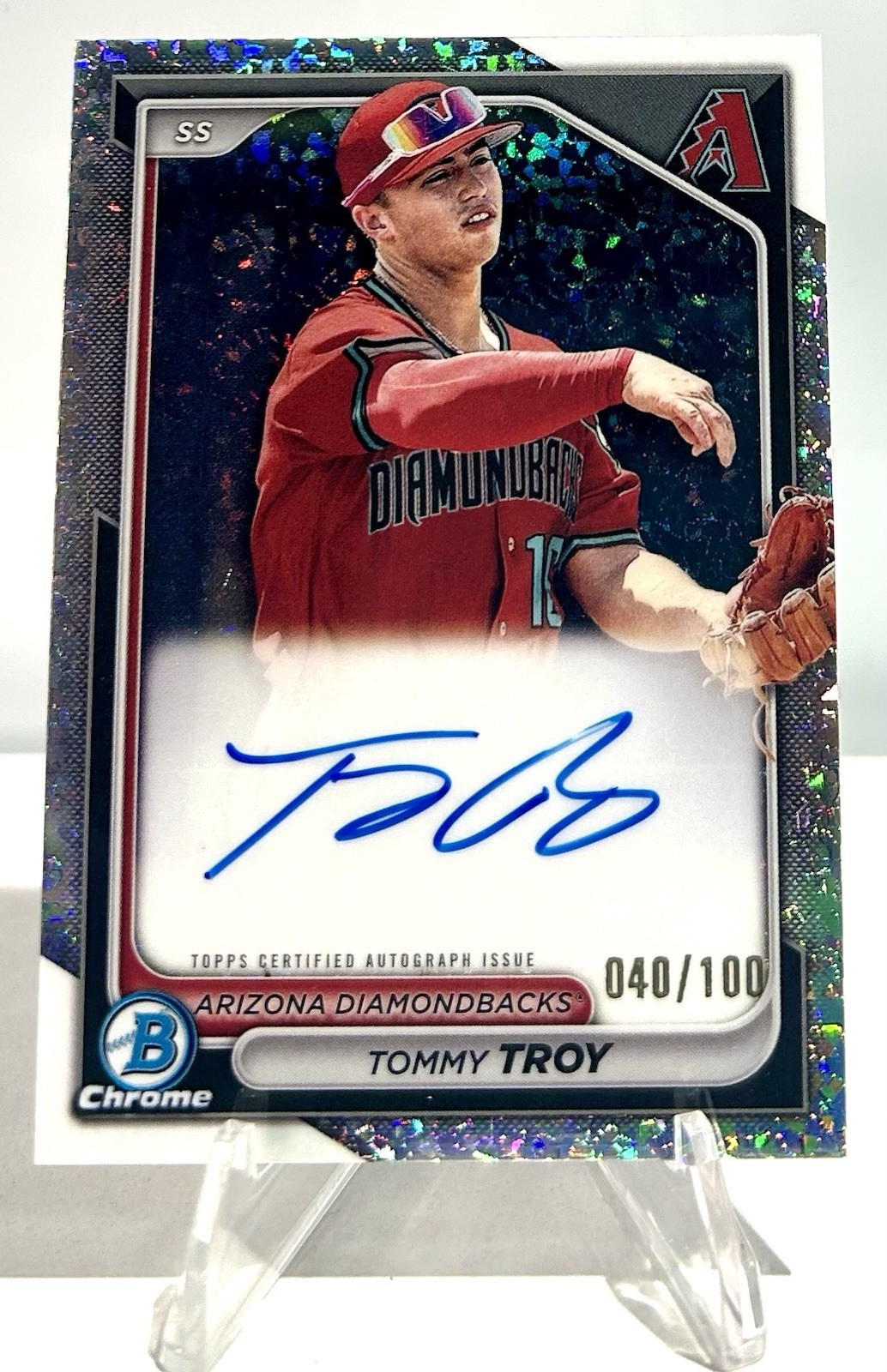 2024 Bowman Chrome Tommy Troy Mini Diamond Auto /100 CPA-TT Diamondbacks