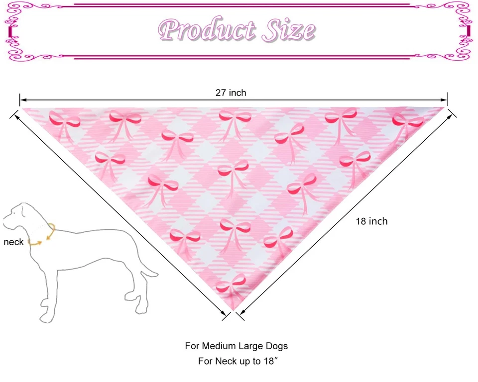 Pink Bow Dog Bandanas,Pink Christmas Scarf for Girls,Cute Coquette Bowknot Do... - Image 2 of 4
