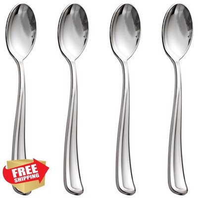 WDF 100 Silver Plastic Spoons Disposable 6.9'' Heavy Duty