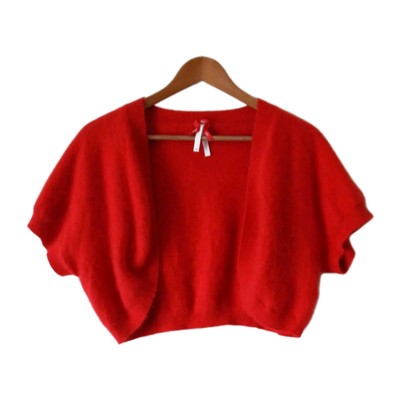 Next Bolero Shrug Cardigan UK 18 Red Angora Wool Blend Soft Knit