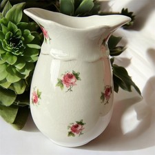 Pountney & Co Ltd Bristol Semi Porcelain Vase – Pink Rose Motif, Crackle Glaze