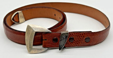 Vintage JAMES REID Sterling Silver Genuine Lizard Belt, Size 39, Kanda 