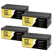 4PC 12V 300Ah LiFePO4 Lithium Battery 200A Deep Cycle BMS Solar Off-grid RV Boat