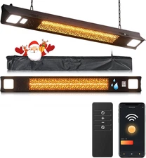 Wall-Mounted Electric Heater Hanging Patio with Light Ceiling Outdoor, 1500W Inf