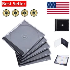 10.4 mm Standard Single Clear CD Jewel Case with Assembled Black Tray, 10 Pack
