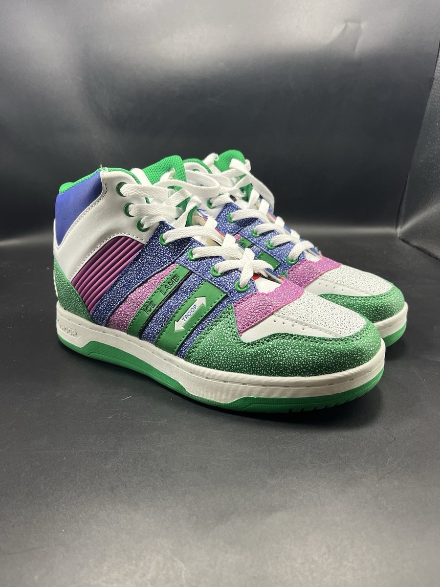 Men's Troop Ice Lamb Mid White Green Royal Plum Sneakers Sz 8 US