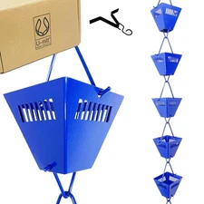 U-nitt 8.5ft Metal Rain Chain, Blue Powder-Coated with Square Joy Cups, DIY Kit