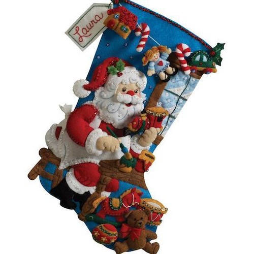 Bucilla 18" Felt Christmas Stocking Kit - In the Workshop 86165 - Picture 2 of 2