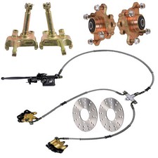 Front Steering Spindle 4 Stud Wheel Hub Brake Caliper Quad Big Bull Go Kart ATV