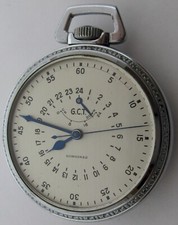 original Pocket Watch Longines 21.29 GCT 24 hours up  down indic. US Army A-13
