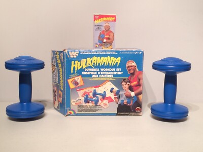 1985 LJN Hulk Hogan Hulkamania Dumbbell Workout Set w Box Weights ...