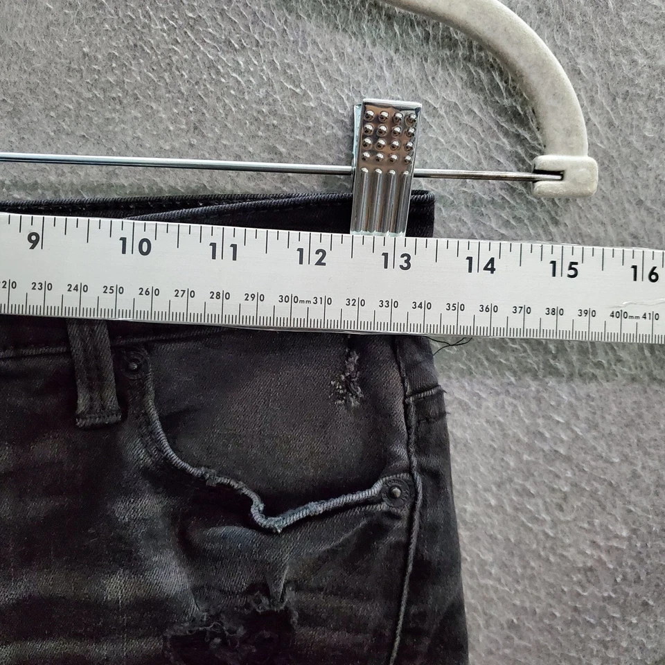 Pantalones Cortos Mudd Juniors 1 Gris Denim Tiro Alto Midi Flx Elastizados Envejecidos 3" Entrepierna Foto 4 de 4