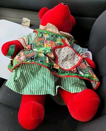 Vtg North American Bear Co Plush Mrs. Claws Claus 1994 Teddy Cookie Tray Red 263 - Picture 4 of 9