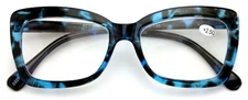 Women Big Lens Butterfly Reading Glasses - Fun Cateye Clear Lens Readers Leopard