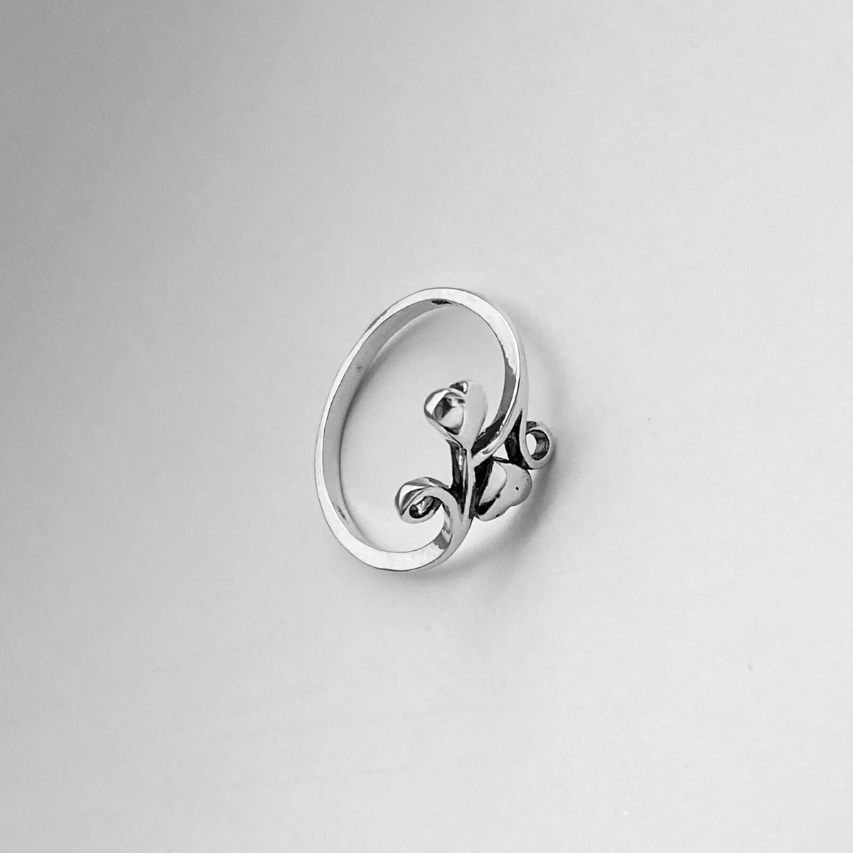Sterling Silver Two Solid Heart Ring with Swirls, Silver