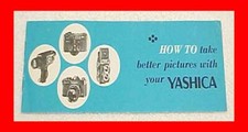 CAMERA BOOKLET TAKE BETTER PICTURES WITH YOUR YASHICA CATALOG WITH FREE SHIPPING
