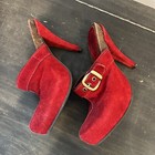 Carlos funky ladies size 6 spike heel slip on shoes Red Suede Buckle — photo 6