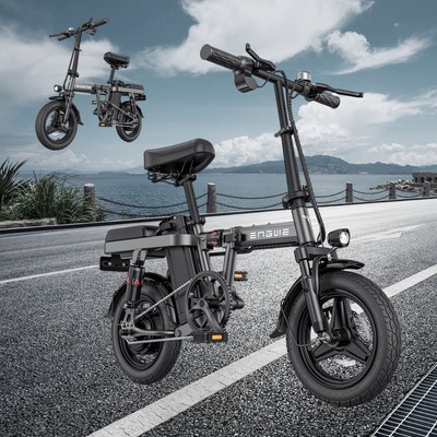 ENGWE T14 Folding Electric Bike 14'' 350W Beach Mountain Bicycle City E-Bike 10Ah