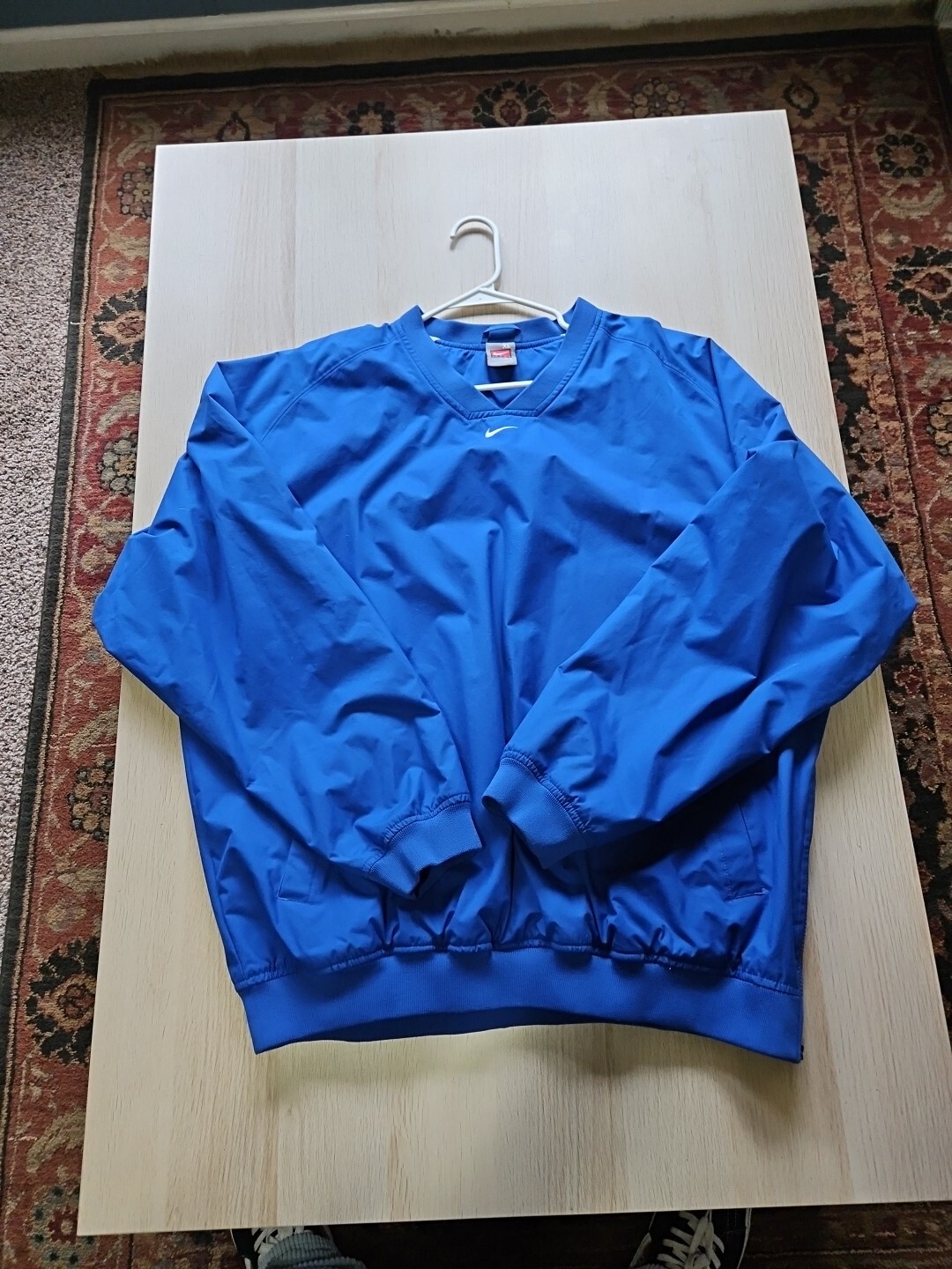 Vtg Nike Team Center Swoosh Pullover Windbreaker Jacket Men's XL Blue Blank