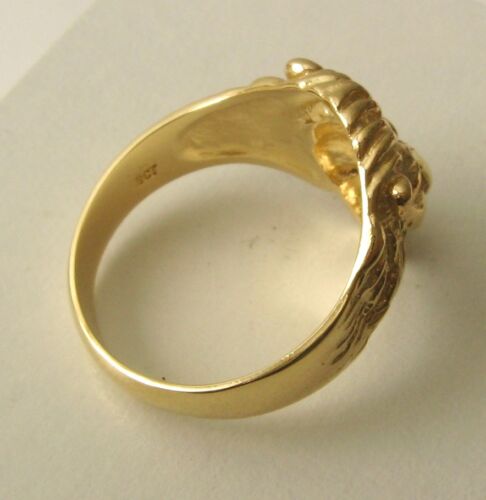GENUINE 9K 9ct SOLID GOLD MEN'S LION HEAD RING Size T/10 to W/11.5 - Picture 4 of 5