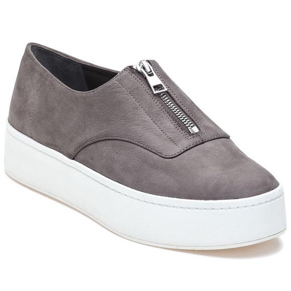 Vince Platform ZipFront Sneakers Gray NubuckLeath… - image 5