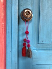 Handmde Hand Embroidered Mexican Wool Pom Pom Tassels - Mexican Ornament Decor