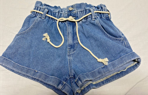 Pacsun Shorts Size Small Blue Jean High Rise Cuffed Cinch Waist w/tie
