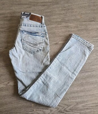 Kids Denim Jeans BKE Aiden 26X32 Light Wash Slim Fit Low Rise 15'' Leg Open NWT