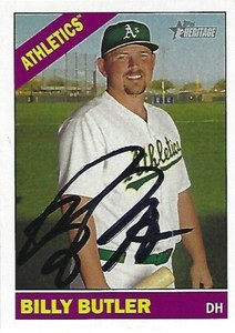 Autographed-2015-Topps-Heritage-337-Billy-Butler-Oakland-Athletics-Tough-Sig