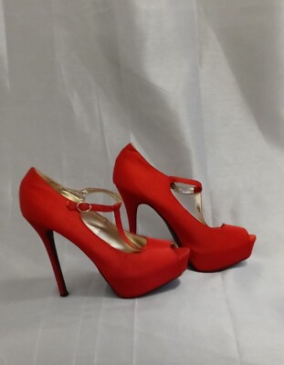 Steve Madden Scarlett Red Mary Jane Peep Toe 5in Platform