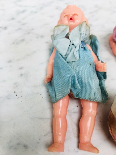 LOTTO OTTO BAMBOLINE IN CELLULOIDE ANNI 50 OLD CELLULOID DOLLS - Foto 2 di 7